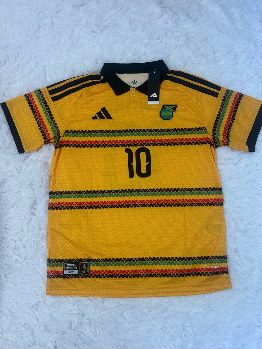 adidas Yellow Soccer Jersey with Black Accents and Number 10